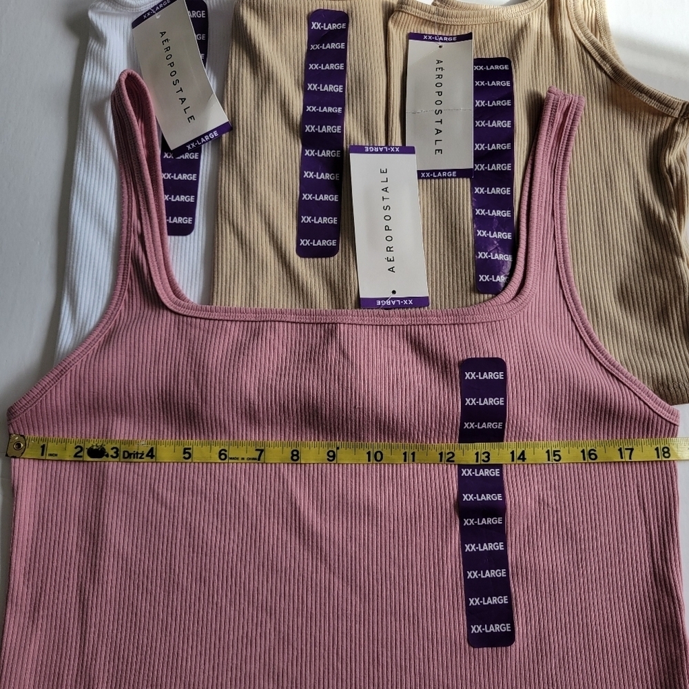 Four Aeropostale Ribbed Cropped Tanks. - Picture 3 of 7